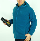 Mens Jack Wolfskin Ledro 5007711 Moroccan Blue Warm Zip Up Fleece Sweatshirt